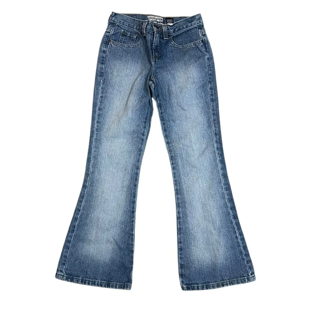 Y2K Limited Too Flare Jeans Girls Size 10 Faded Mid Rise Medium Wash Denim